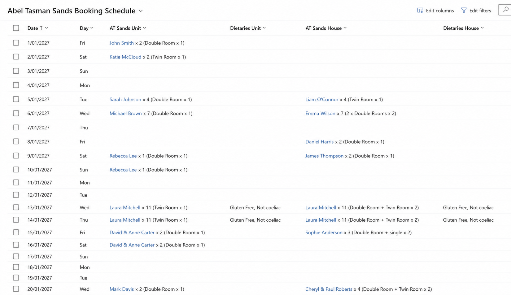 Booking schedule for owned accommodation